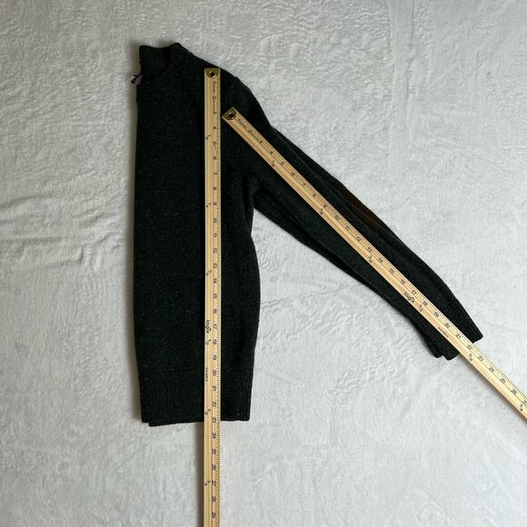 J.Crew Women’s Lambswool Wool Sweater Sz XS Green Elbow Patches Preppy Academia - Picture 7 of 8